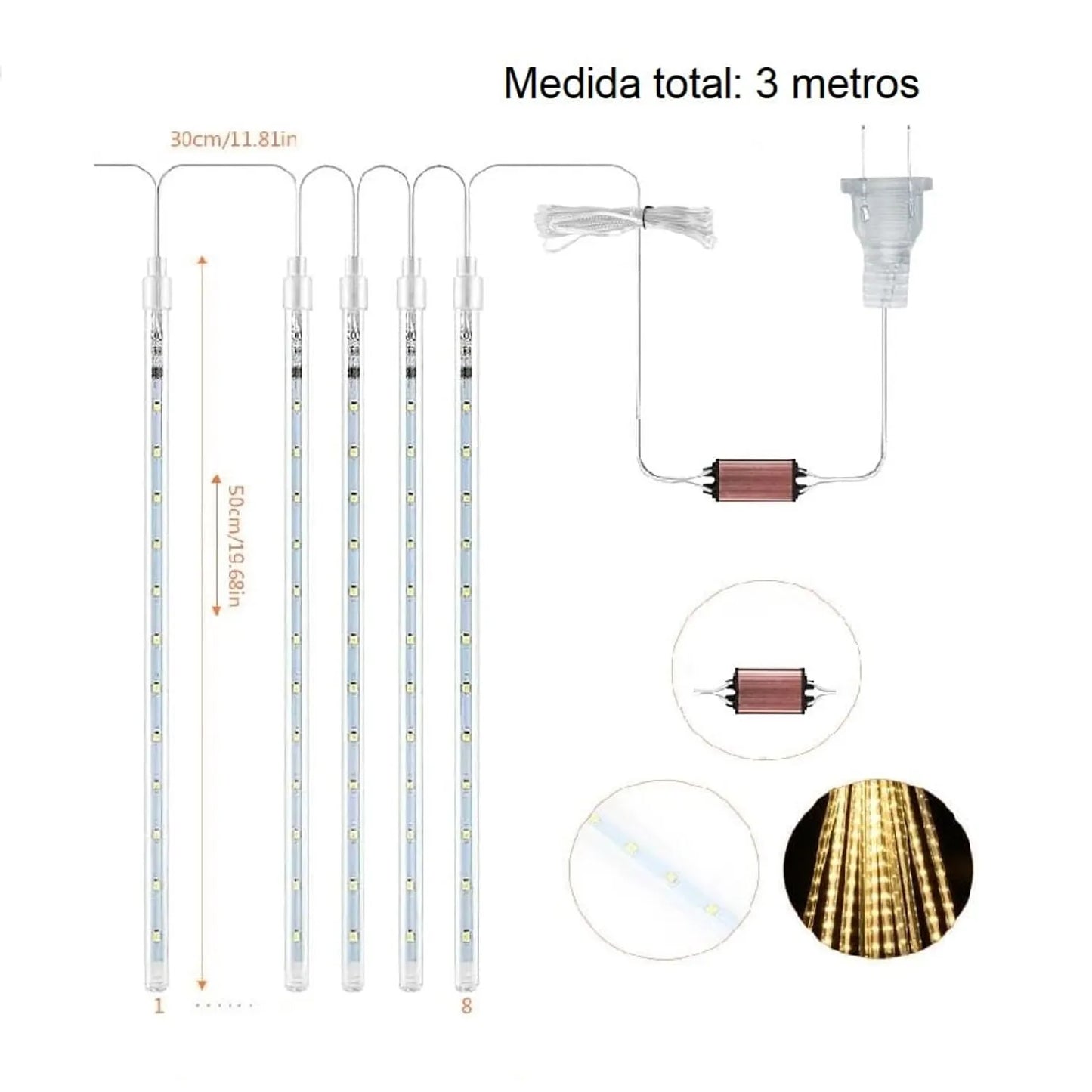 ¡Nuevo! Luces Lluvia De Meteoritos Tubo Led- 🌠 “Luces que te devuelven el cielo de tu infancia”
