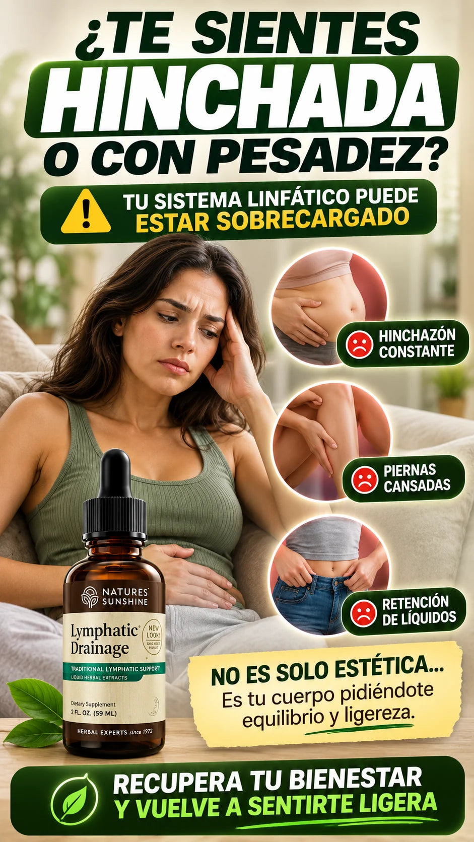 Hinchazon pesadez y retencion de liquidos al final del dia