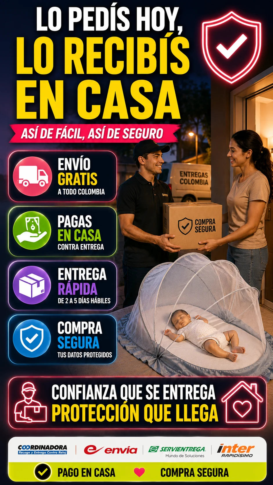 Recibe el mosquitero en casa con envio gratis y pago contra entrega