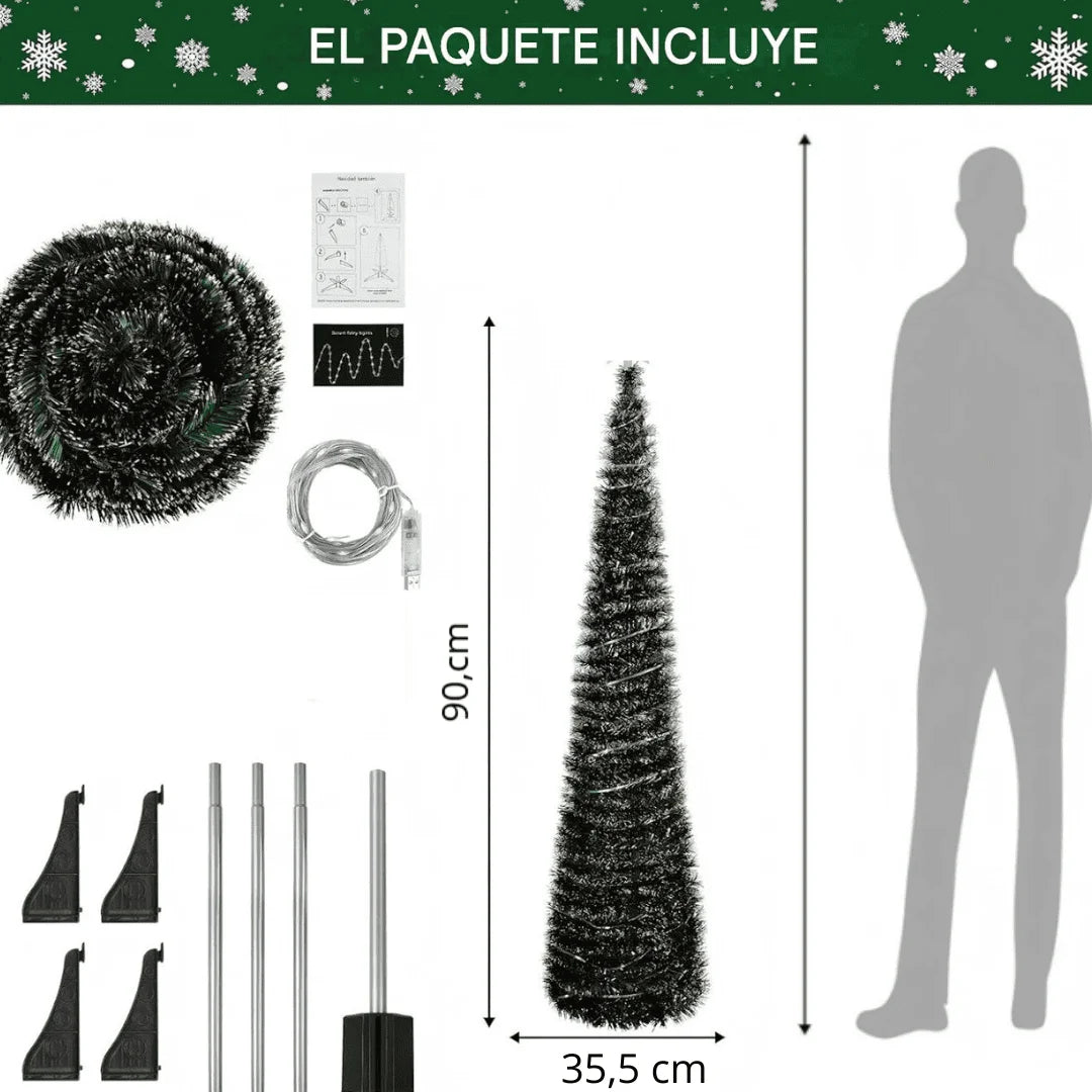 Arbol De Navidad Plegable Luces 90 cm