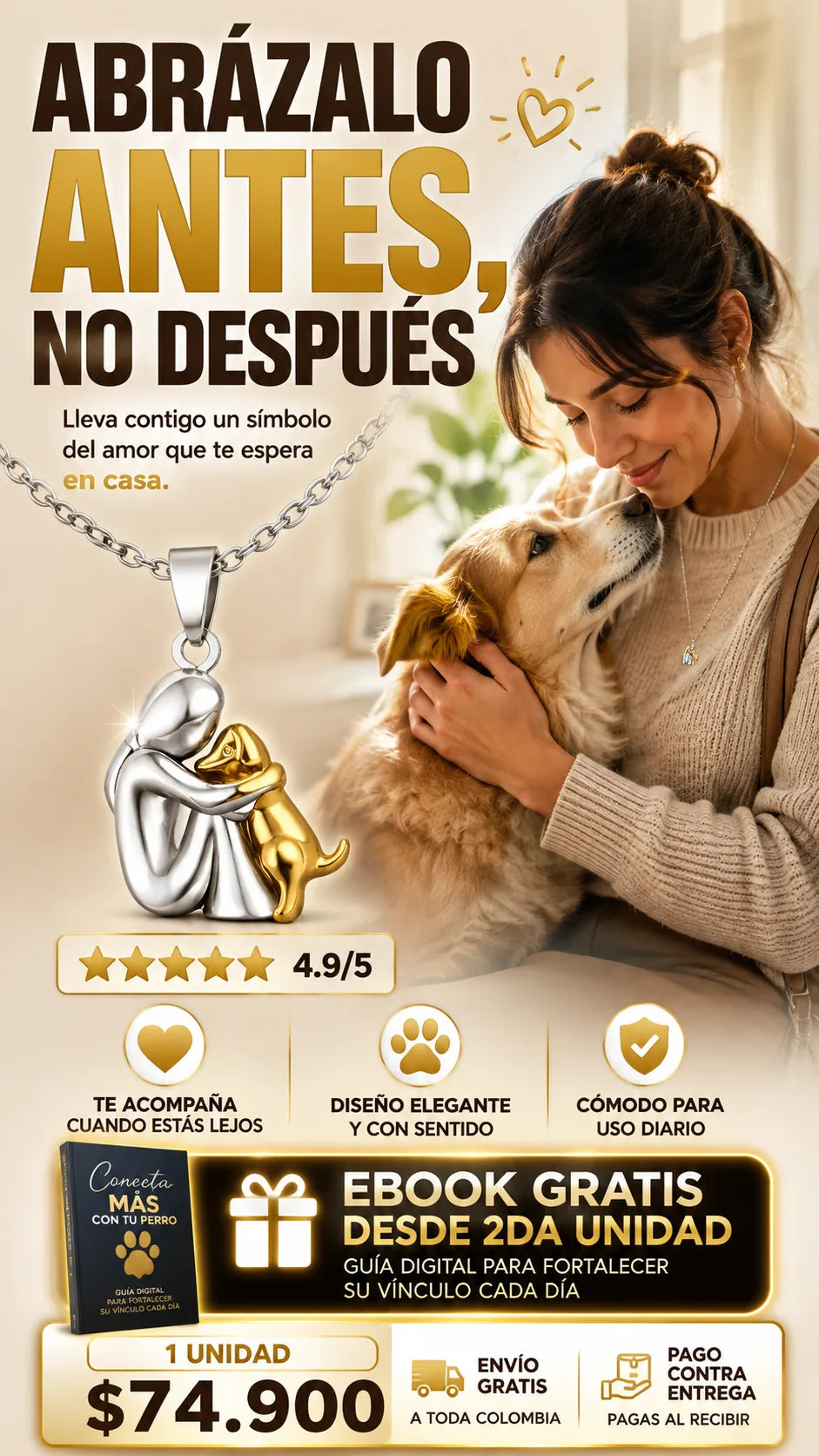 Collar Abrazo Eterno para amante de mascotas y perro