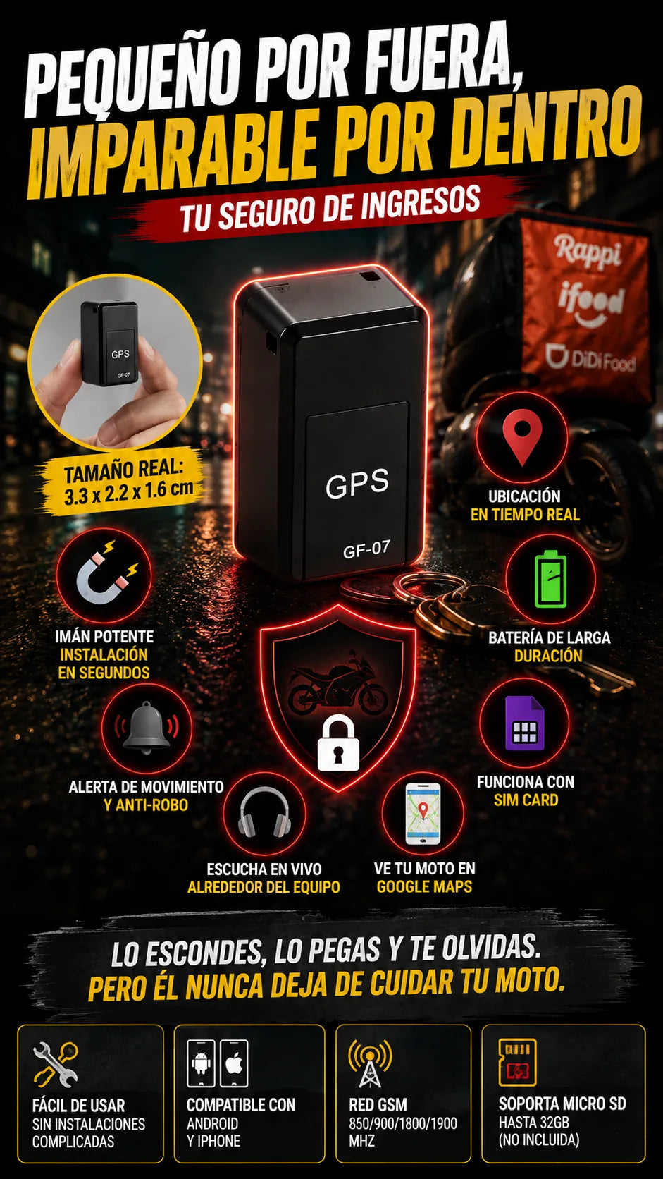 CaracterÃ­sticas del rastreador GPS GF-07