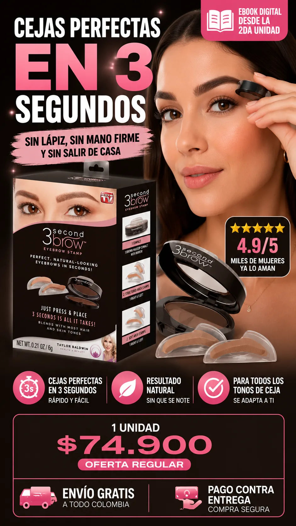 Sello para cejas perfectas en tres segundos con envío gratis y pago contra entrega