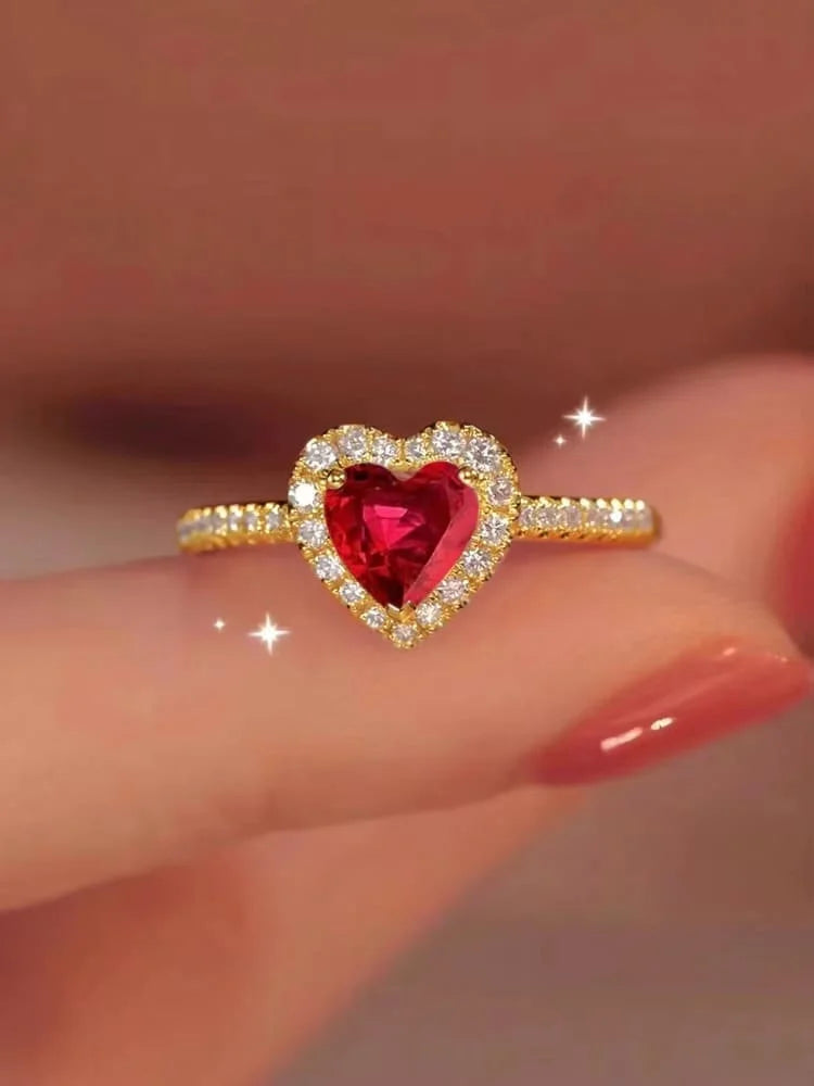 Anillo Corazon de Cristal