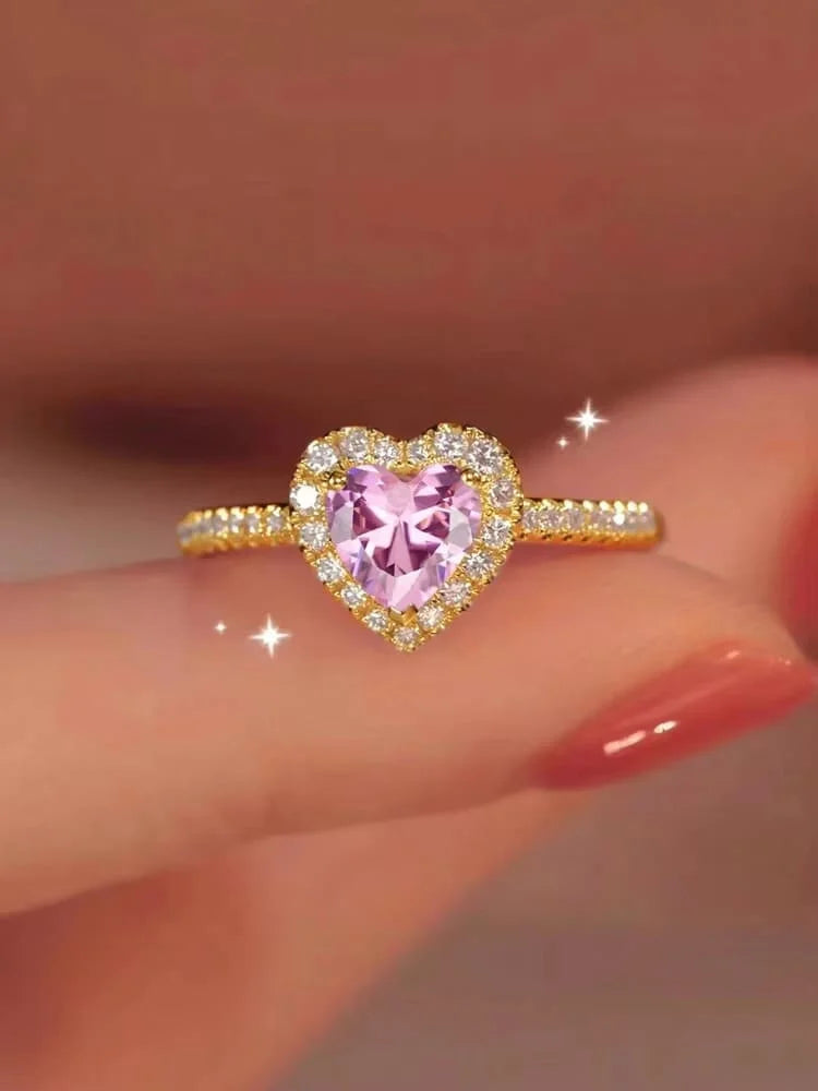 Anillo Corazon de Cristal