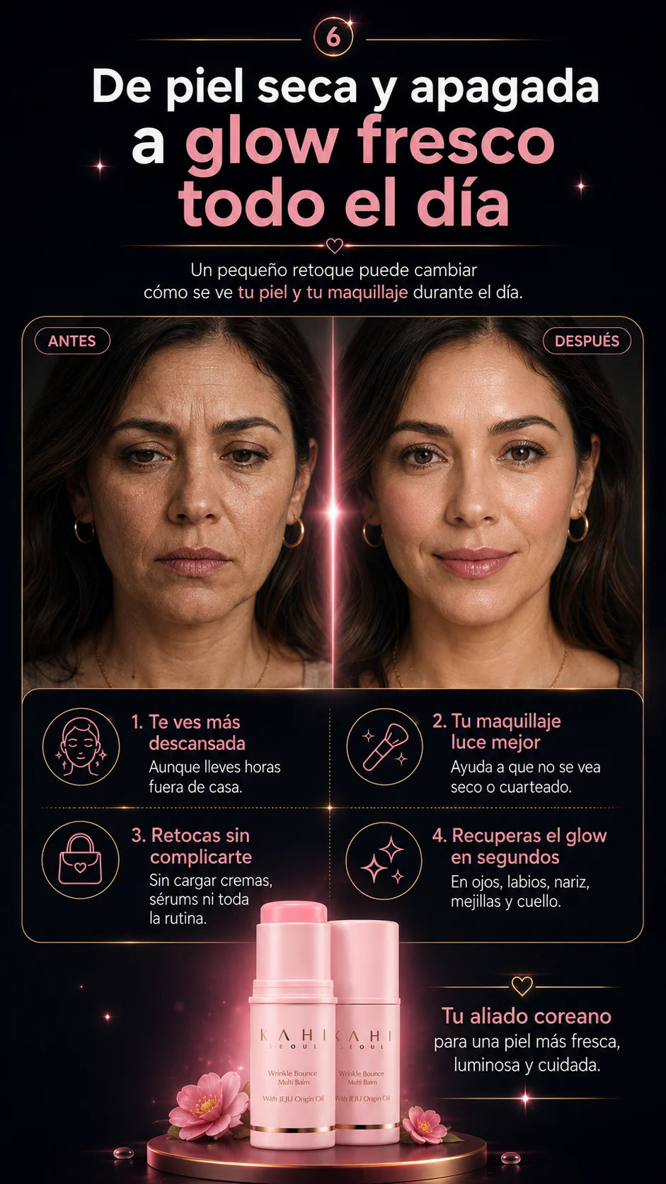 Antes y despues glow fresco