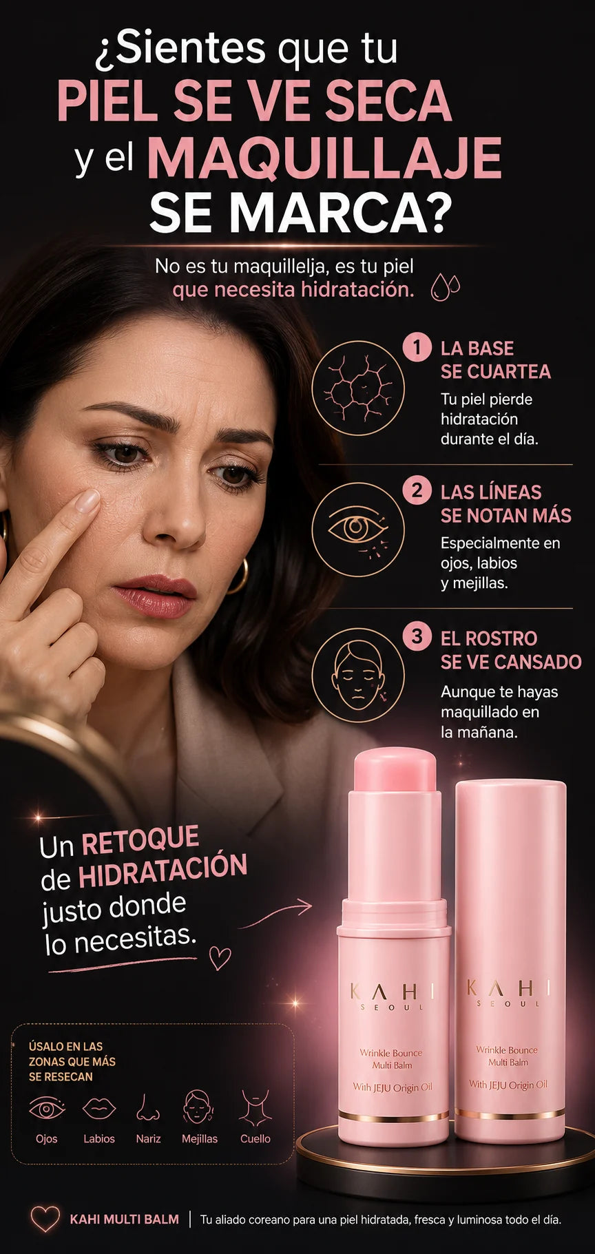 Piel seca y maquillaje marcado
