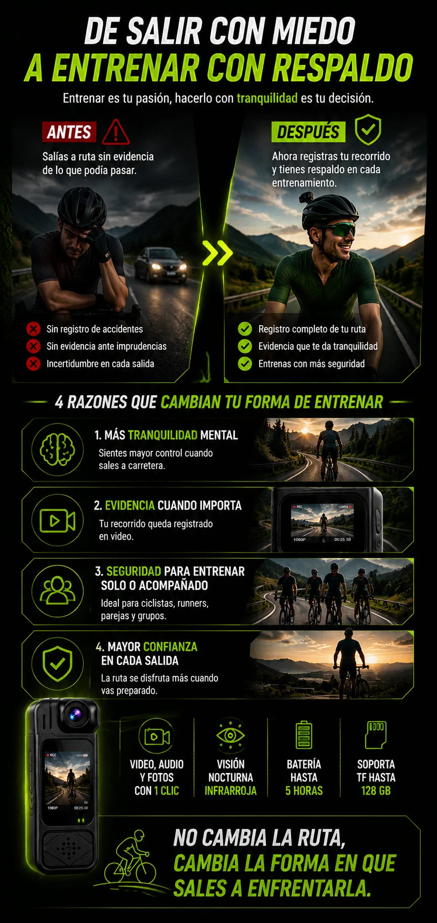 Antes y despues de entrenar con respaldo