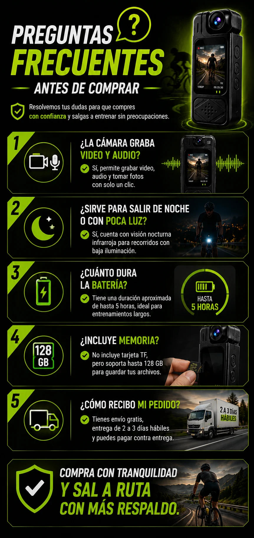 Preguntas frecuentes antes de comprar la camara