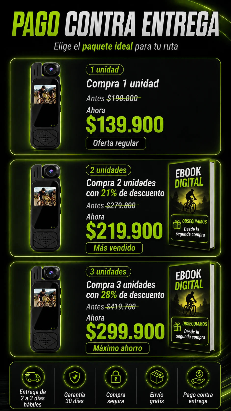 Oferta por paquetes de camara deportiva con pago contra entrega