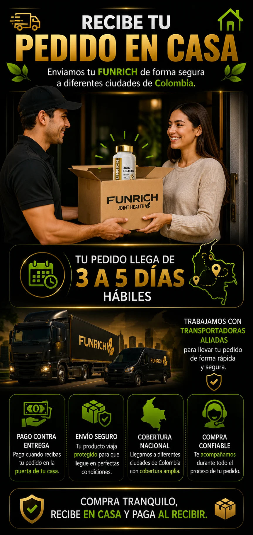 Recibe tu pedido Funrich en casa y paga contra entrega