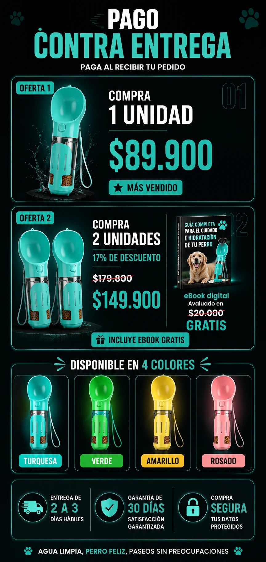 Oferta de una o dos botellas multifuncionales para mascotas