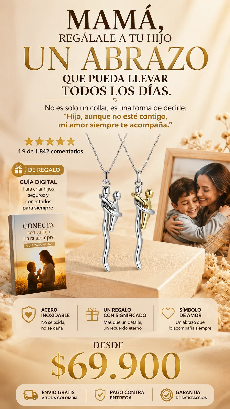 Cadena Collar Abrazo de Amor entre mamá e hijo