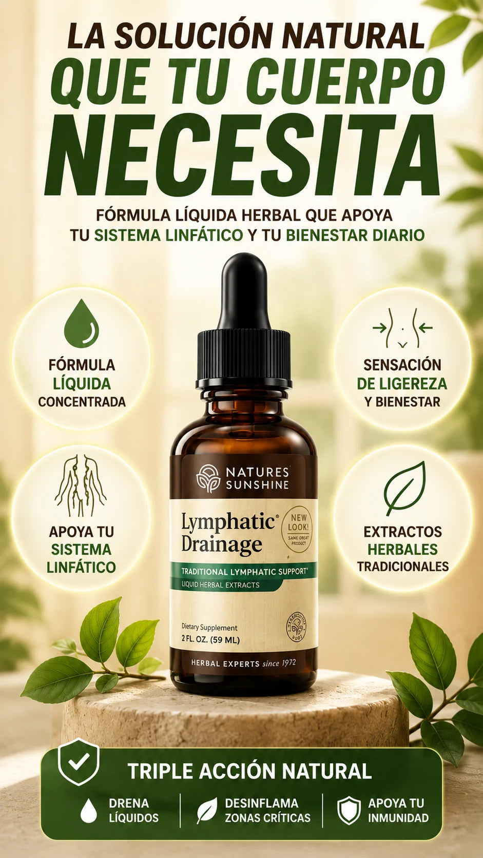 Formula liquida herbal de drenaje linfatico para bienestar diario