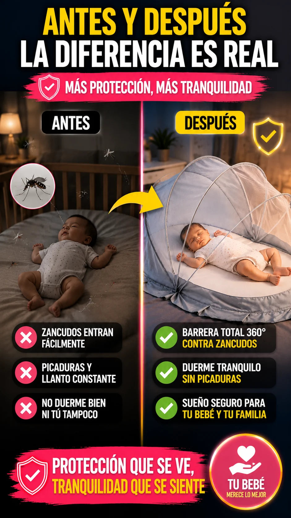Antes zancudos entran facilmente despues barrera total para dormir tranquilo