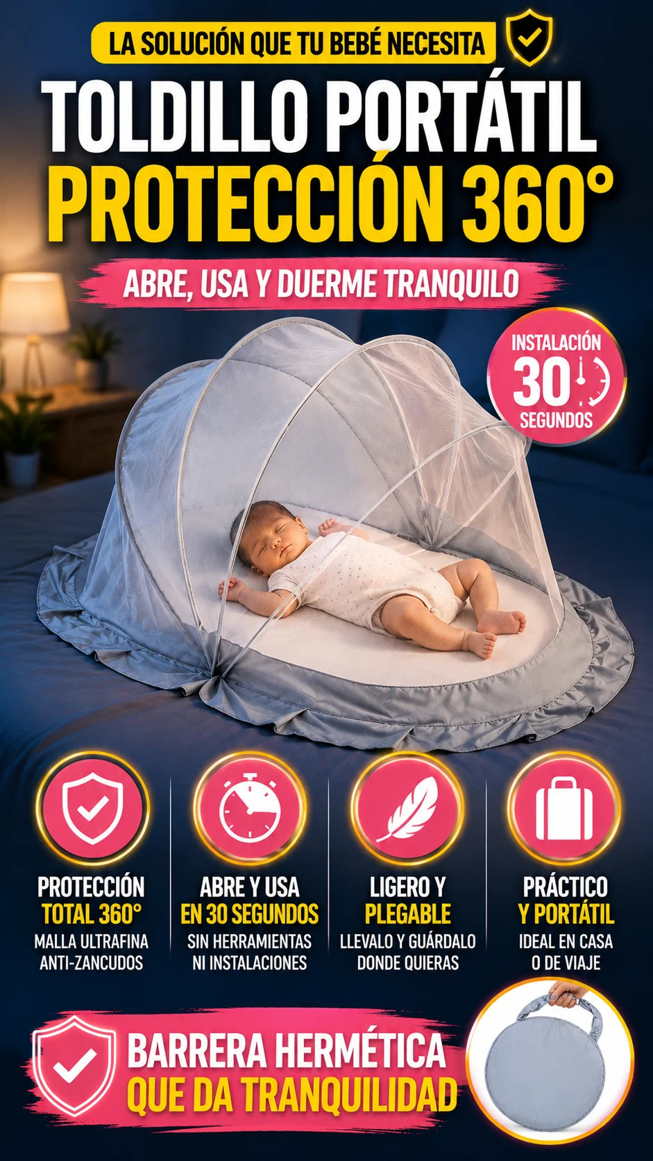 Toldillo portatil con proteccion 360 instalacion rapida y barrera hermetica
