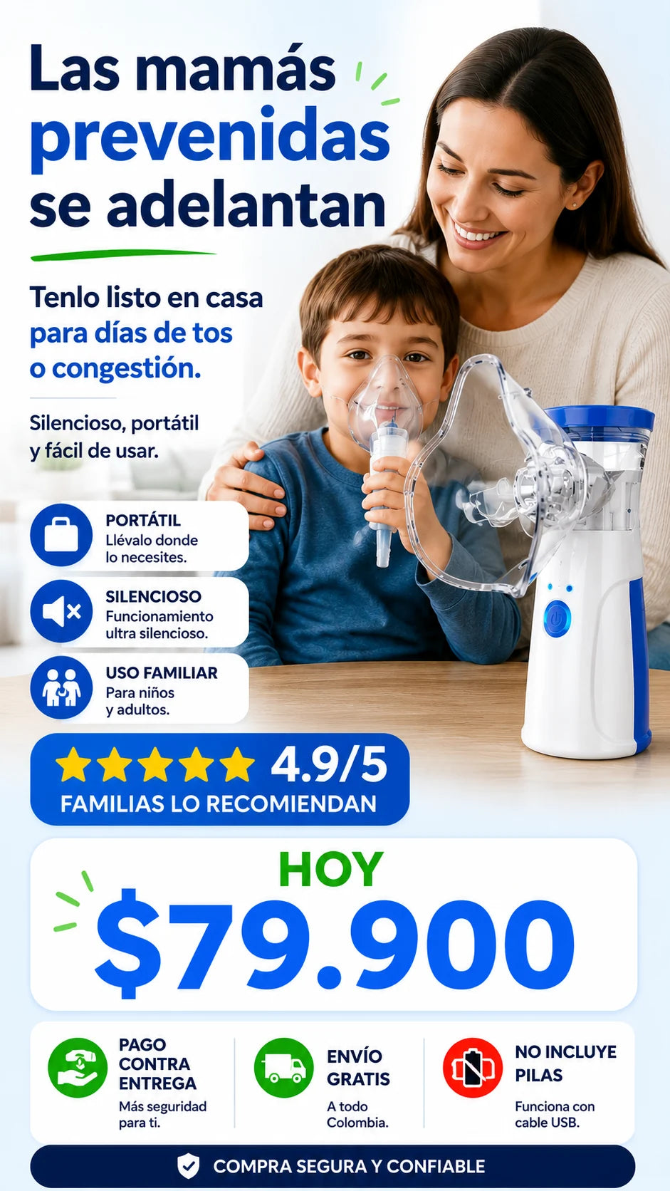Nebulizador portatil pediatrico y adulto para tener listo en casa