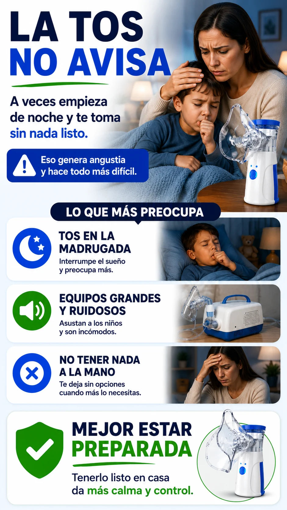 La tos y congestion pueden llegar sin aviso durante la noche