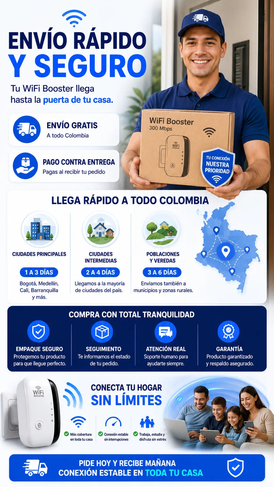 Envio rapido y seguro a Colombia con pago contra entrega
