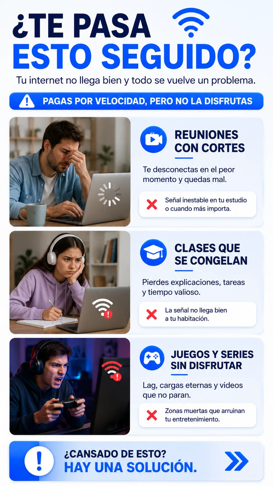 Senal debil reuniones con cortes clases congeladas y juegos sin fluidez